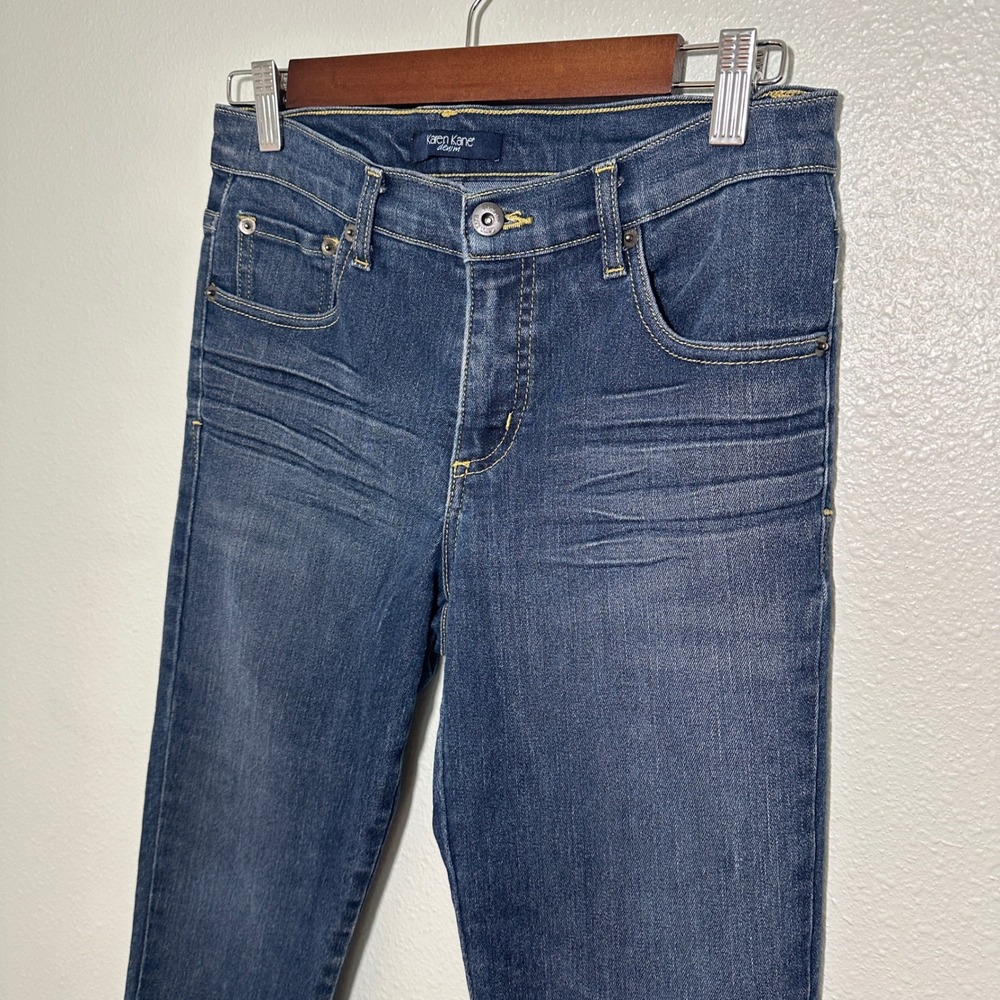 Karen Kane Denim Womens Dark Wash Skinny Jeans Size 6 Blue Stretch Whiskered